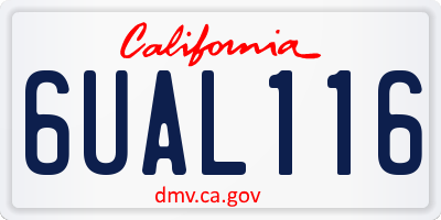 CA license plate 6UAL116