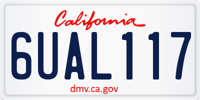 CA license plate 6UAL117