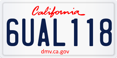 CA license plate 6UAL118