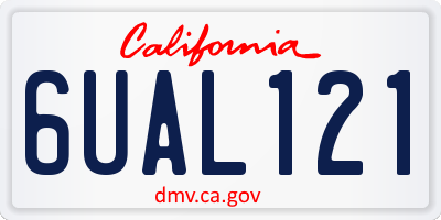 CA license plate 6UAL121