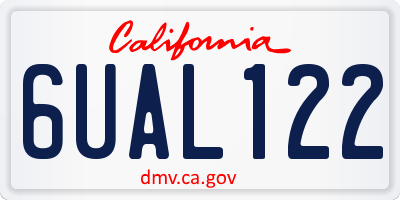 CA license plate 6UAL122