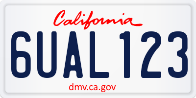 CA license plate 6UAL123