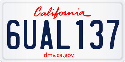 CA license plate 6UAL137