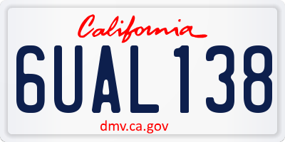 CA license plate 6UAL138