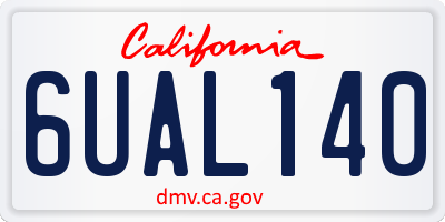 CA license plate 6UAL140