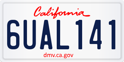 CA license plate 6UAL141