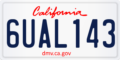 CA license plate 6UAL143