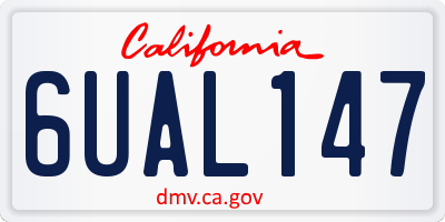 CA license plate 6UAL147