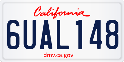 CA license plate 6UAL148