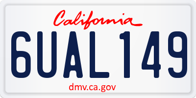CA license plate 6UAL149