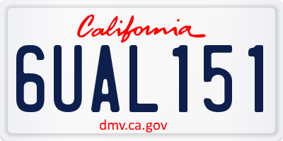 CA license plate 6UAL151