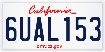 CA license plate 6UAL153