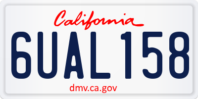 CA license plate 6UAL158