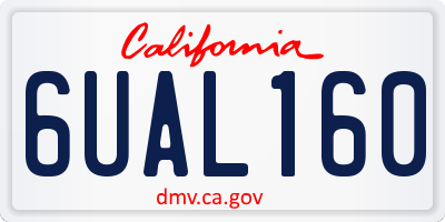 CA license plate 6UAL160