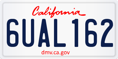 CA license plate 6UAL162