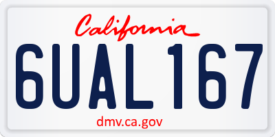 CA license plate 6UAL167