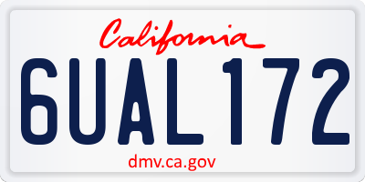 CA license plate 6UAL172