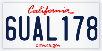 CA license plate 6UAL178