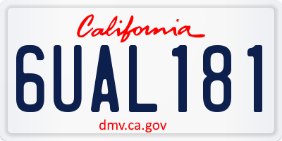CA license plate 6UAL181