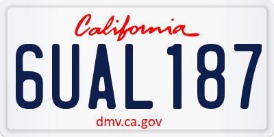 CA license plate 6UAL187