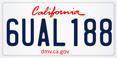 CA license plate 6UAL188