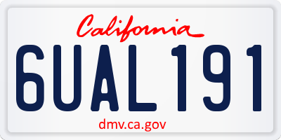 CA license plate 6UAL191