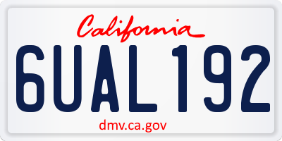 CA license plate 6UAL192