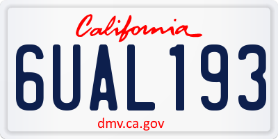 CA license plate 6UAL193
