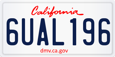 CA license plate 6UAL196
