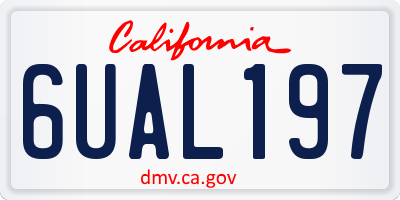 CA license plate 6UAL197