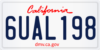 CA license plate 6UAL198
