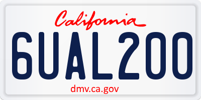 CA license plate 6UAL200