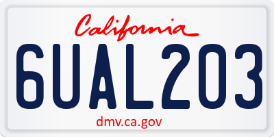 CA license plate 6UAL203