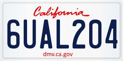 CA license plate 6UAL204