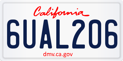 CA license plate 6UAL206