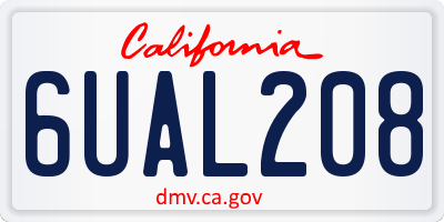 CA license plate 6UAL208