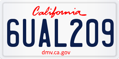 CA license plate 6UAL209