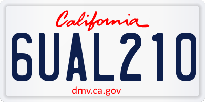 CA license plate 6UAL210