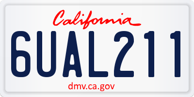 CA license plate 6UAL211