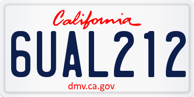 CA license plate 6UAL212