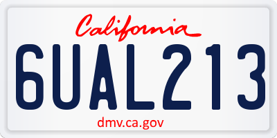 CA license plate 6UAL213