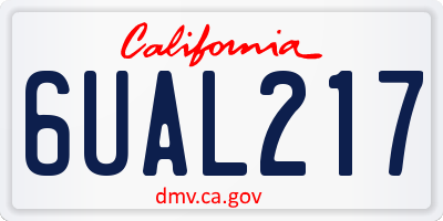 CA license plate 6UAL217