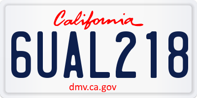 CA license plate 6UAL218