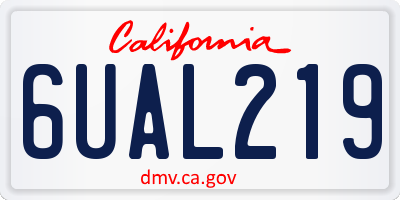 CA license plate 6UAL219
