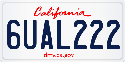 CA license plate 6UAL222
