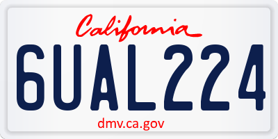 CA license plate 6UAL224