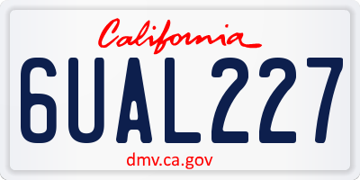 CA license plate 6UAL227