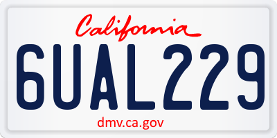 CA license plate 6UAL229