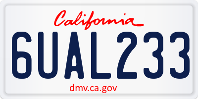 CA license plate 6UAL233