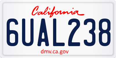 CA license plate 6UAL238